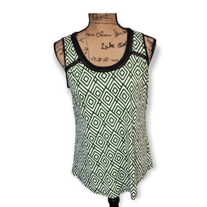 Worthington Green & Black Short Sleeved Tank Top - Size Medium